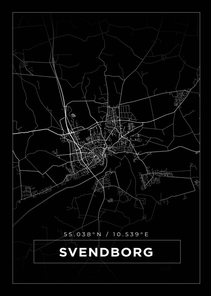 Bildverkstad Map - Svendborg - Black Poster