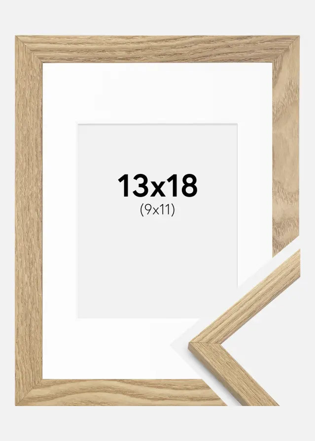 Ram med passepartou Frame Trendy Oak 13x18 cm - Picture Mount White 10x12 cm