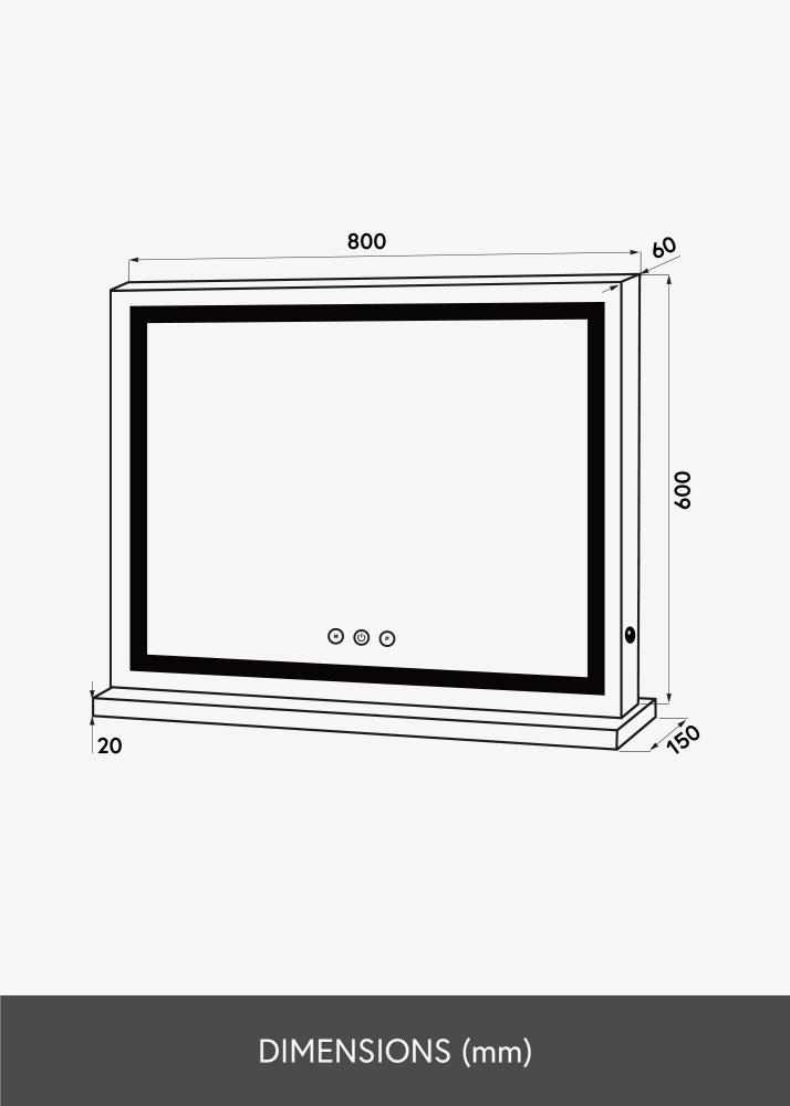 KAILA KAILA Make-up Mirror Base Horisontal LED White 80x60 cm