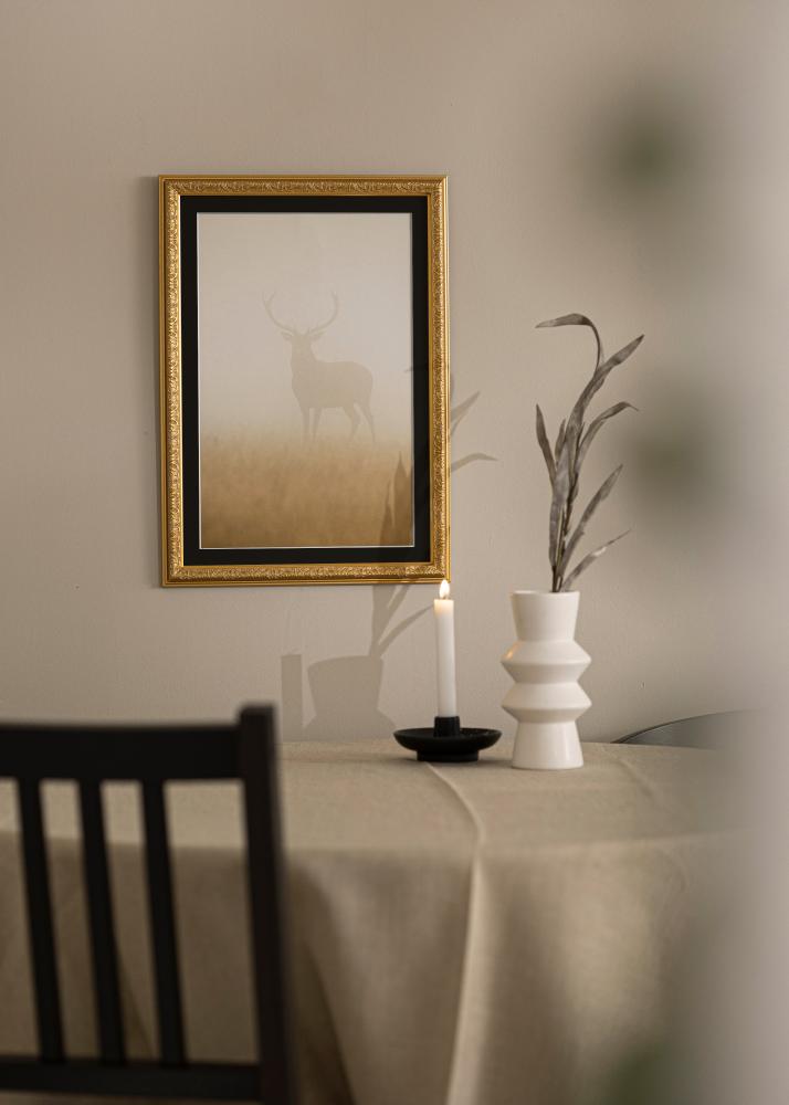 Ram med passepartou Frame Nostalgia Gold 40x100 cm - Picture Mount Black 30x91 cm