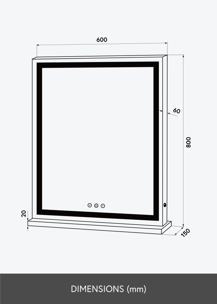 KAILA KAILA Make-up Mirror Base Vertical LED White 80x60 cm