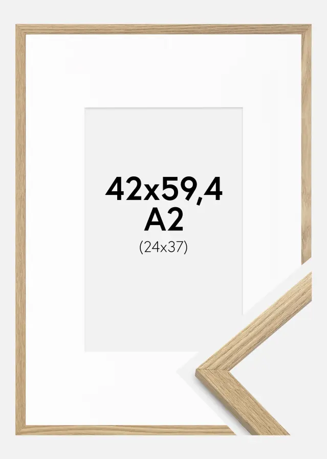 Ram med passepartou Frame Trendy Oak 42x59.4 cm (A2) - Picture Mount White 25x38 cm