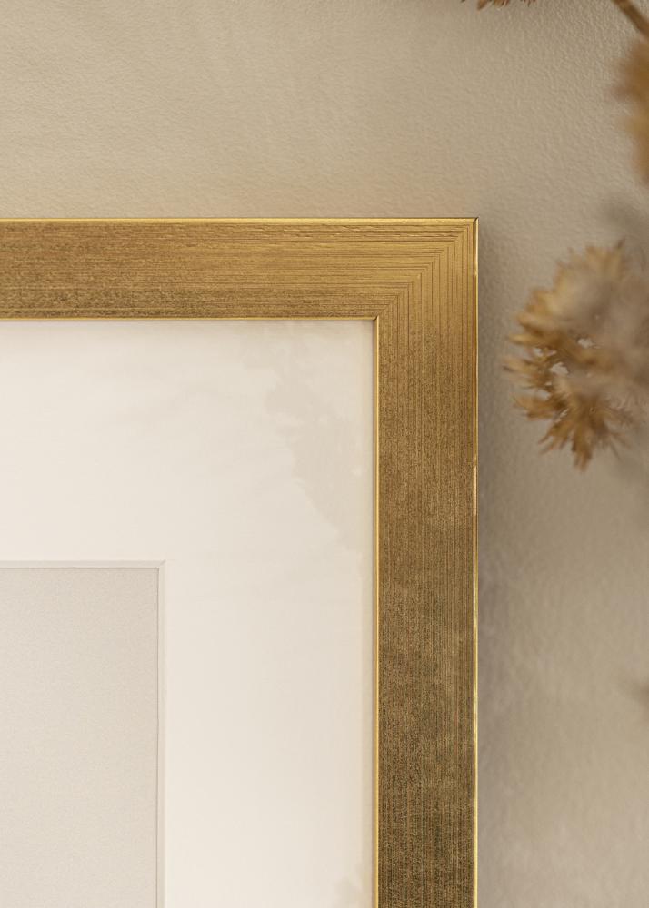 Ram med passepartou Frame Gold Wood 60x90 cm - Picture Mount White 40x70 cm