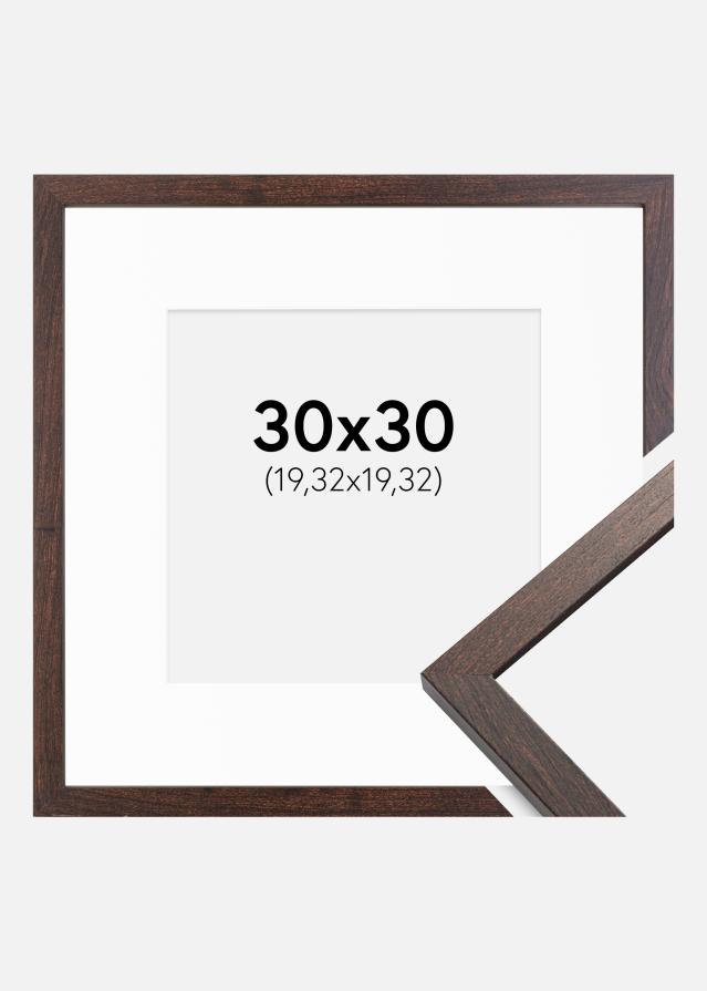 Ram med passepartou Frame Trendy Walnut 30x30 cm - Picture Mount White 8x8 inches