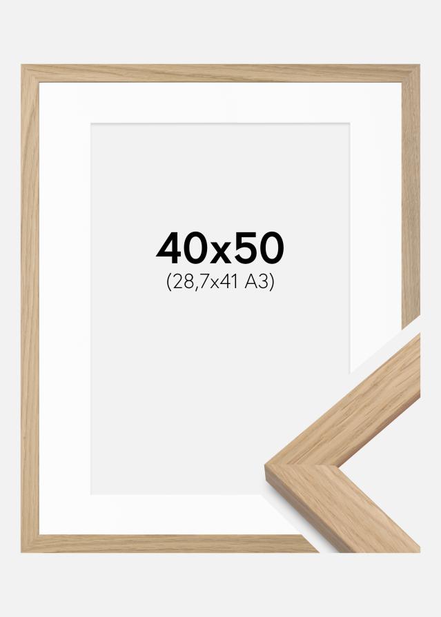 Ram med passepartou Frame Oak Wood 40x50 cm - Picture Mount White 29.7x42 cm (A3)