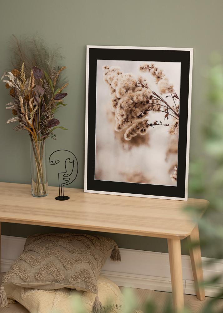 Ram med passepartou Frame Edsbyn White 50x60 cm - Picture Mount Black 35x45 cm