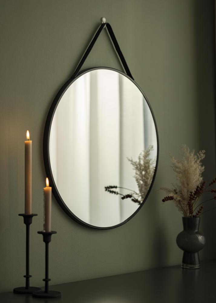 House Nordic Mirror Trapani Black 60 cm Ø