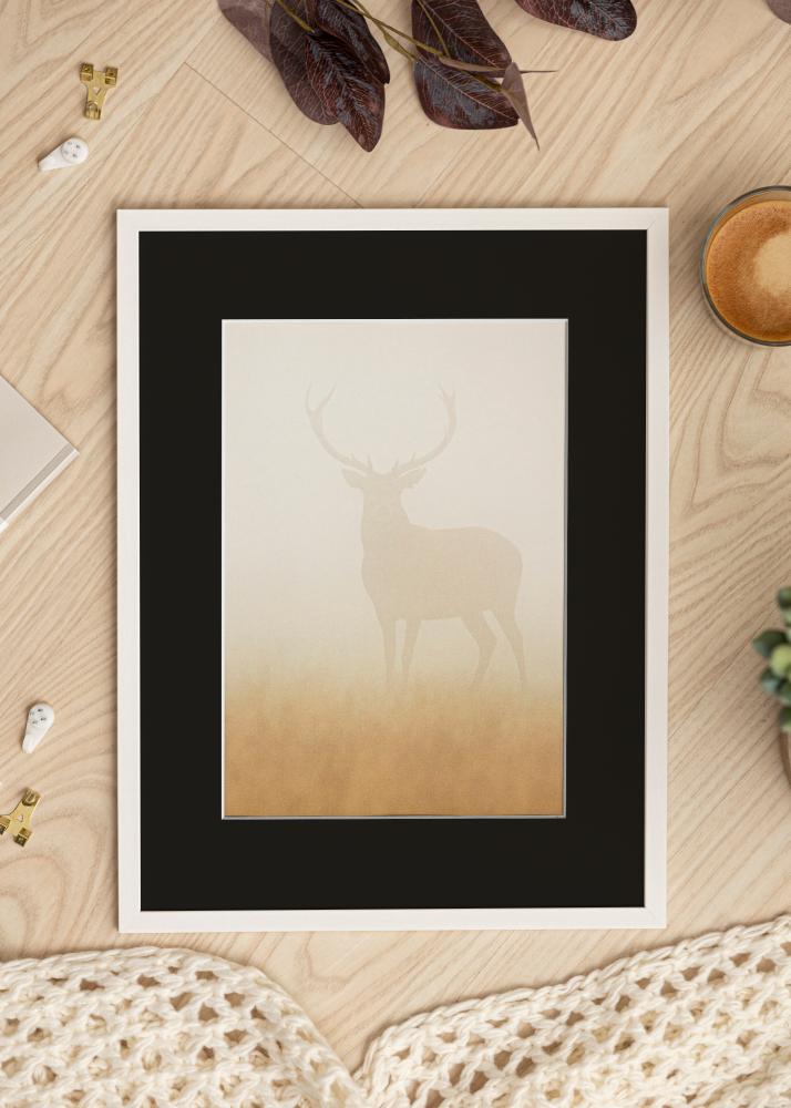 Ram med passepartou Frame Edsbyn White 50x60 cm - Picture Mount Black 35x45 cm