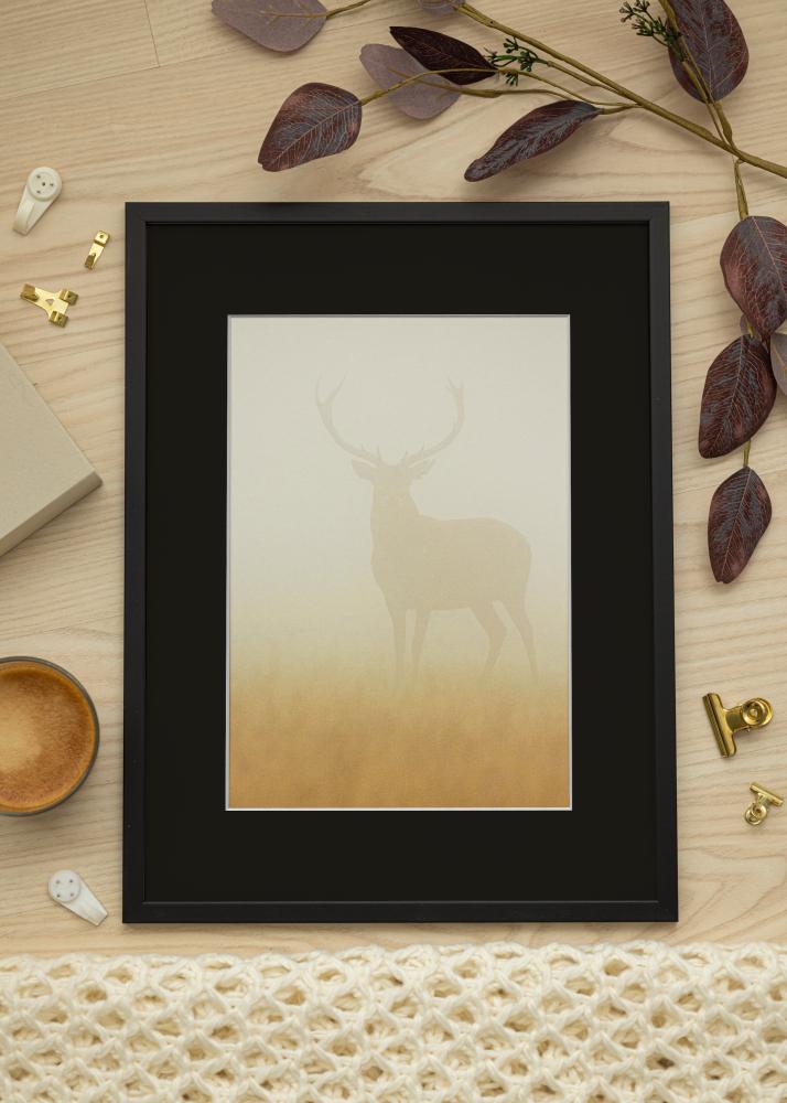 Ram med passepartou Frame Edsbyn Black 40x50 cm - Picture Mount Black 12x16 inches