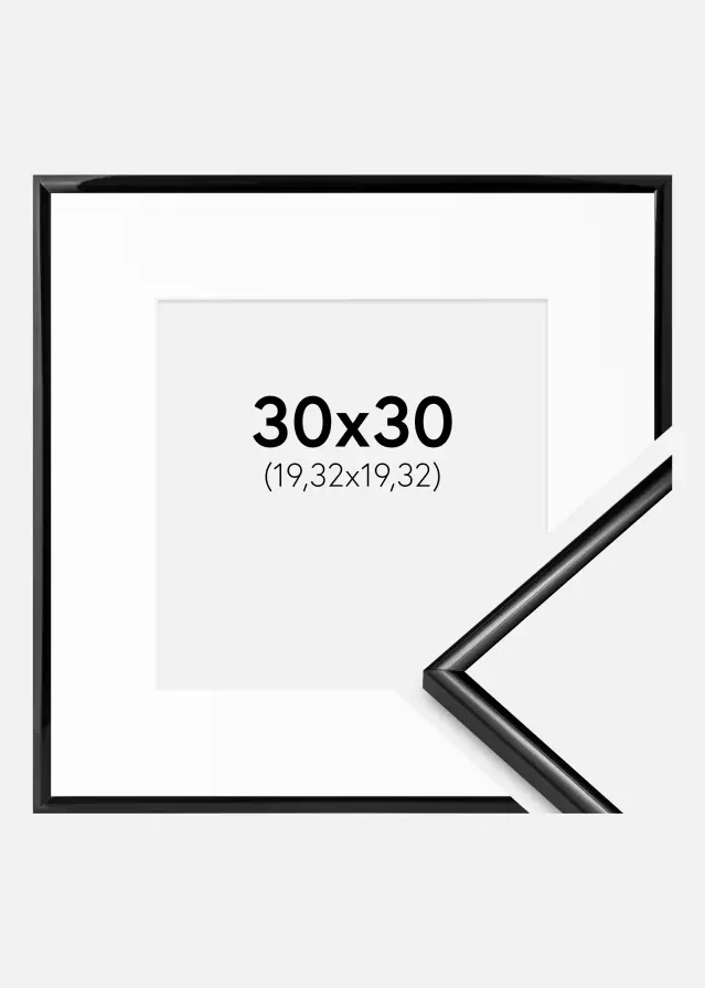 Ram med passepartou Frame Scandi Black 30x30 cm - Picture Mount White 8x8 inches