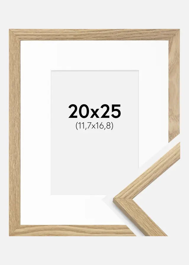 Ram med passepartou Frame Trendy Oak 20x25 cm - Picture Mount White 5x7 inches