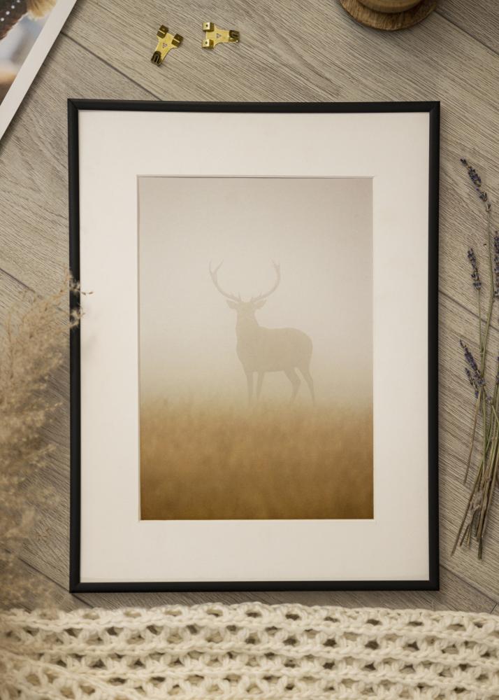 Ram med passepartou Frame Scandi Matt Black 20x25 cm - Picture Mount White 5x7 inches