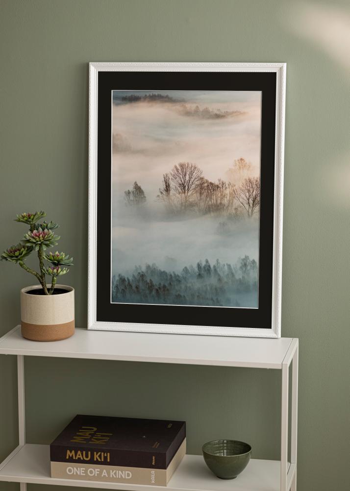 Ram med passepartou Frame Abisko White 40x60 cm - Picture Mount Black 25x50 cm