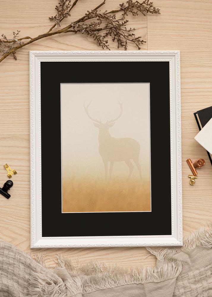 Ram med passepartou Frame Abisko White 40x60 cm - Picture Mount Black 25x50 cm