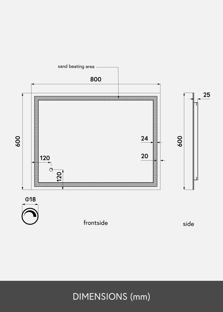 KAILA KAILA Mirror Rectangle LED 60x80 cm