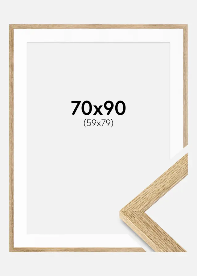 Ram med passepartou Frame Selection Oak 70x90 cm - Picture Mount White 60x80 cm