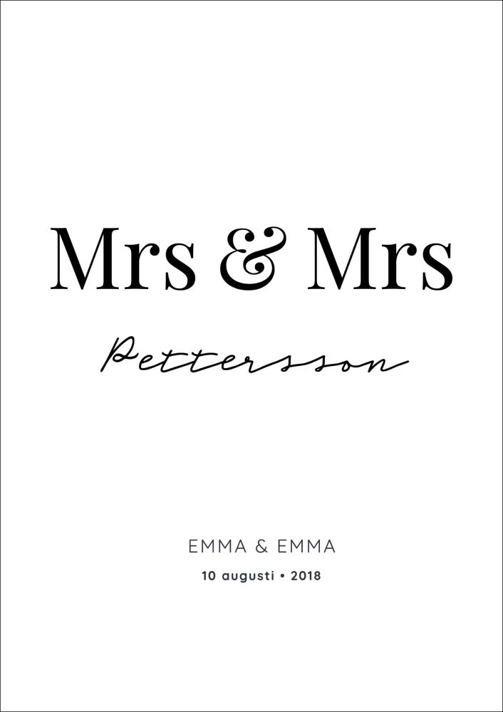 Personlig poster Mrs Mrs - White