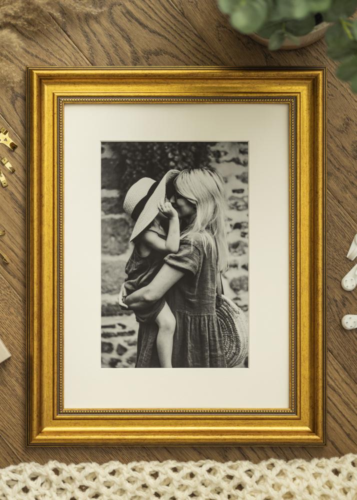 Ram med passepartou Frame Rokoko Gold 40x50 cm - Picture Mount White 27x35 cm