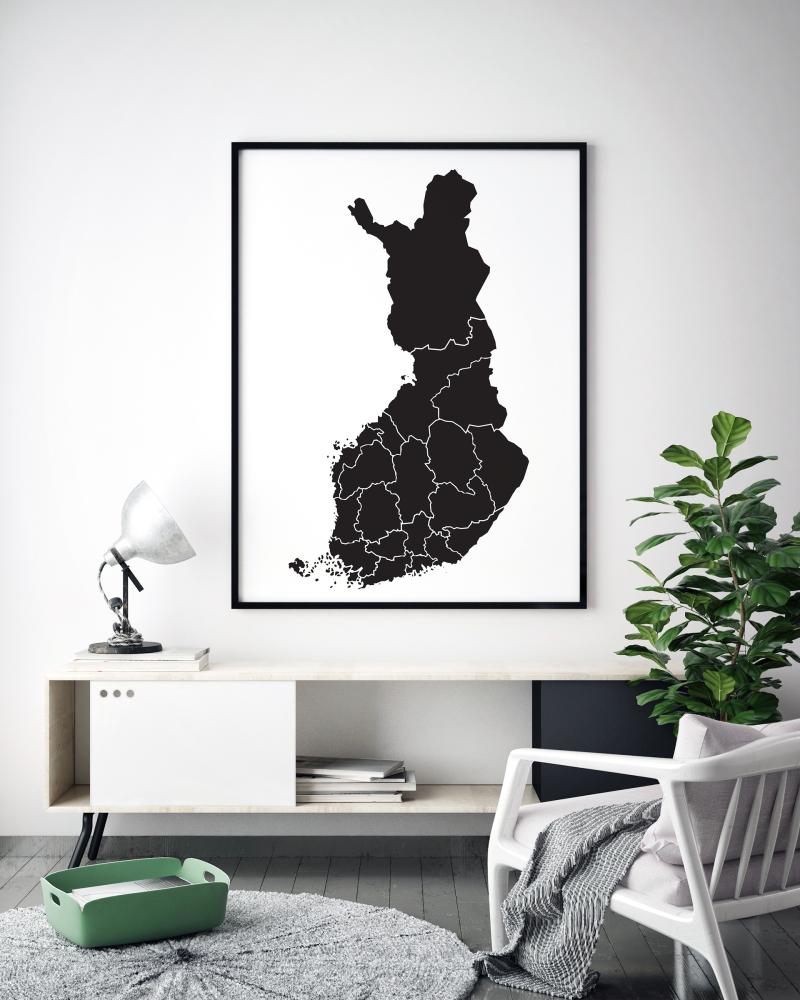 Bildverkstad Map - Finland - Black Poster