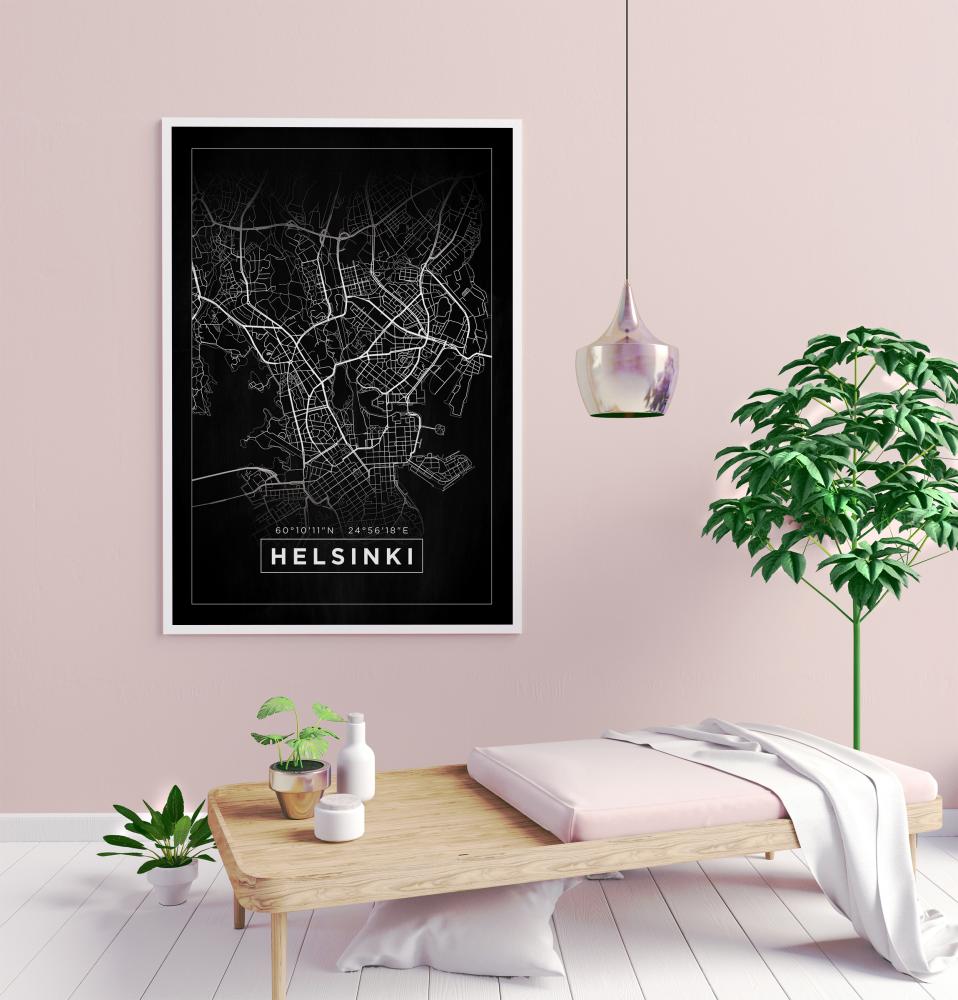 Bildverkstad Map - Helsinki - Black Poster