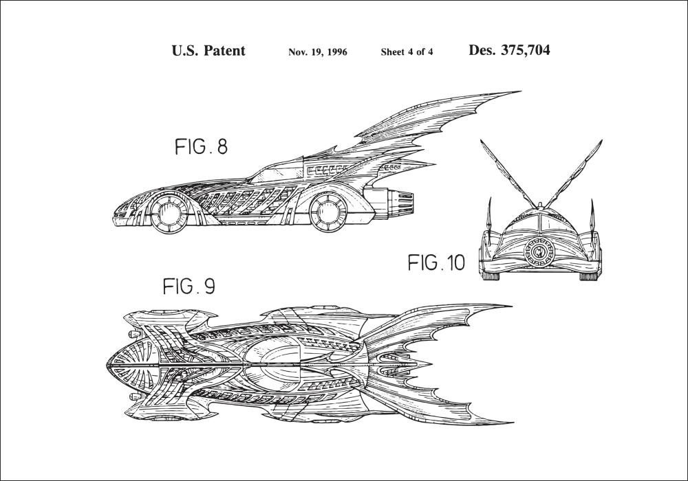 Bildverkstad Patent drawing - Batman - Batmobile 1996 IIII Poster