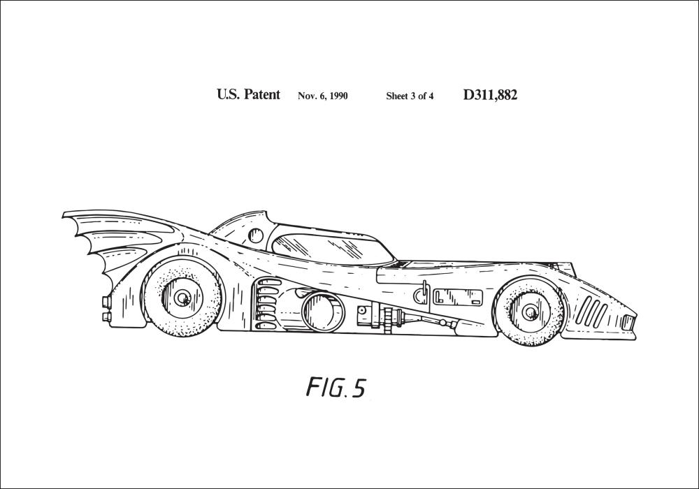 Bildverkstad Patent drawing - Batman - Batmobile 1990 III Poster