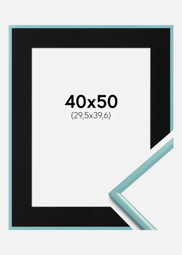 Ram med passepartou Frame New Lifestyle Turquoise 40x50 cm - Picture Mount Black 12x16 inches