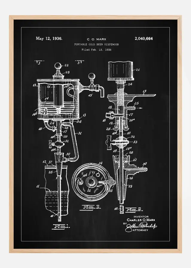 Bildverkstad Patent Print - Portable Cold Beer Dispenser - Black Poster