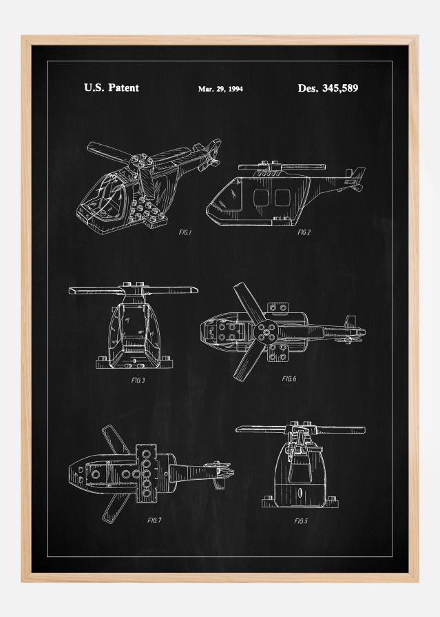 Bildverkstad Patent Print - Lego Helicopter - Black Poster