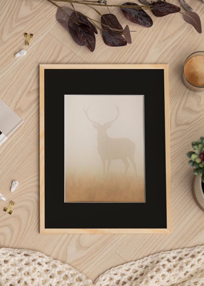 Ram med passepartou Frame Galant Pine 30x30 cm - Picture Mount Black 8x8 inches