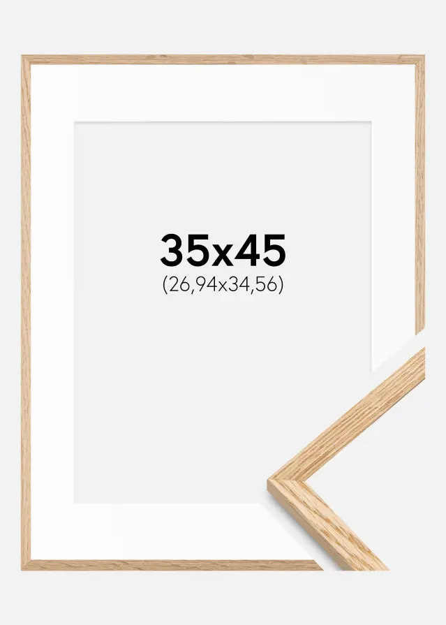 Ram med passepartou Frame Narrow Oak 35x45 cm - Picture Mount White 11x14 inches