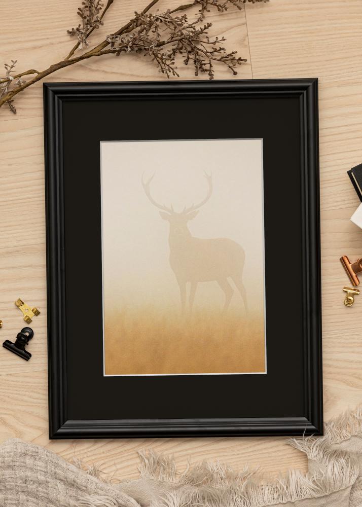 Ram med passepartou Frame Siljan Black 70x90 cm - Picture Mount Black 24x30 inches