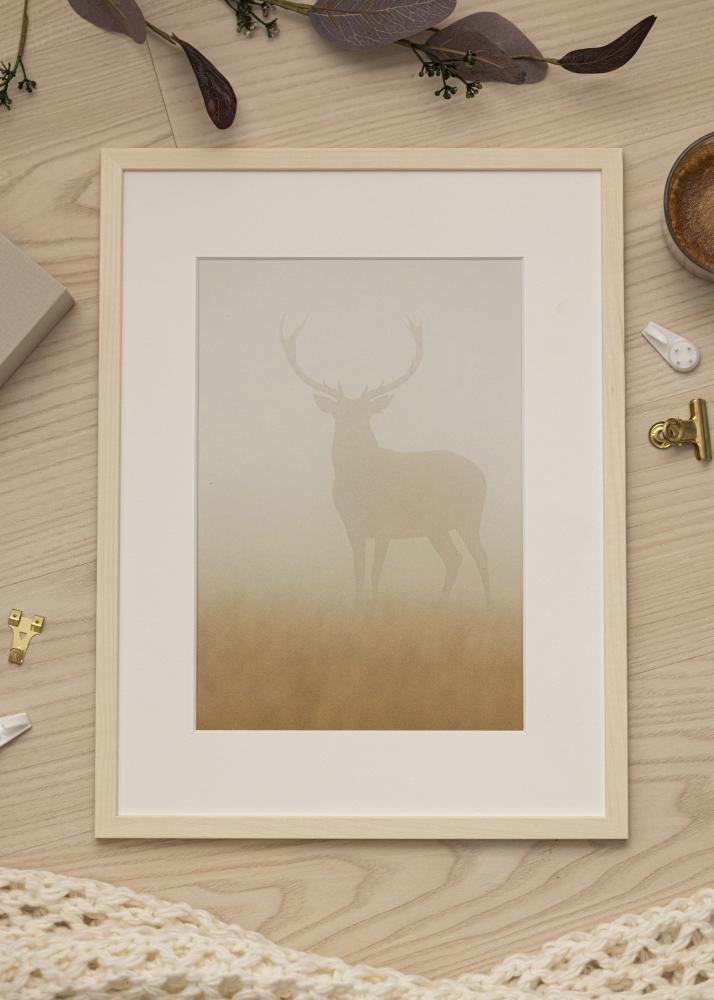 Ram med passepartou Frame Edsbyn Maple 40x50 cm - Picture Mount White 30x40 cm