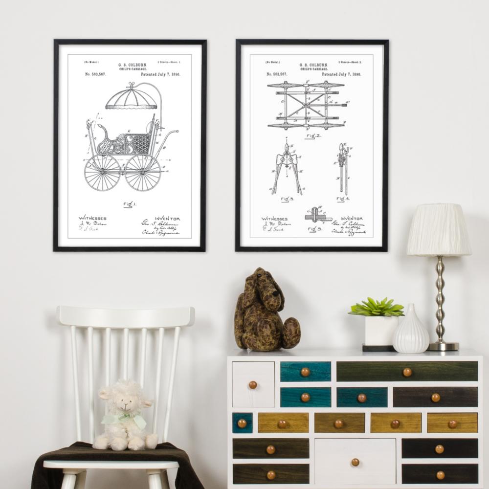 Bildverkstad Patent drawing - Pram I Poster