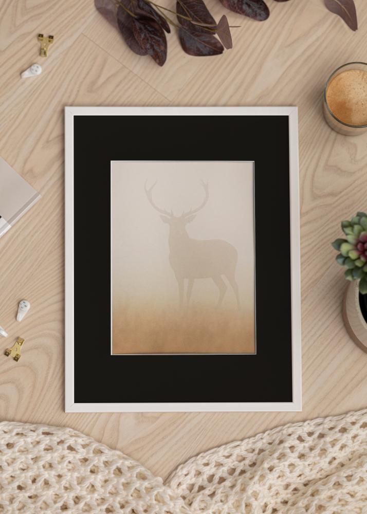 Ram med passepartou Frame Galant White 50x60 cm - Picture Mount Black 16x20 inches